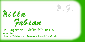milla fabian business card